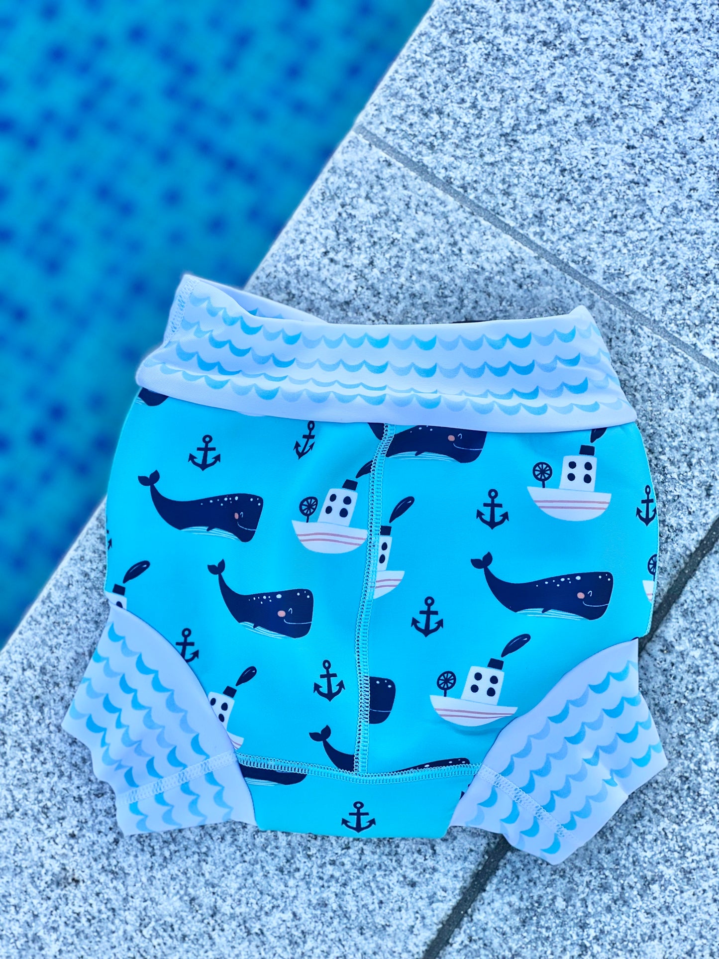 Double Layer Swim Nappy - Whale of a time - Sizes 000, 00, 0, 1, 2