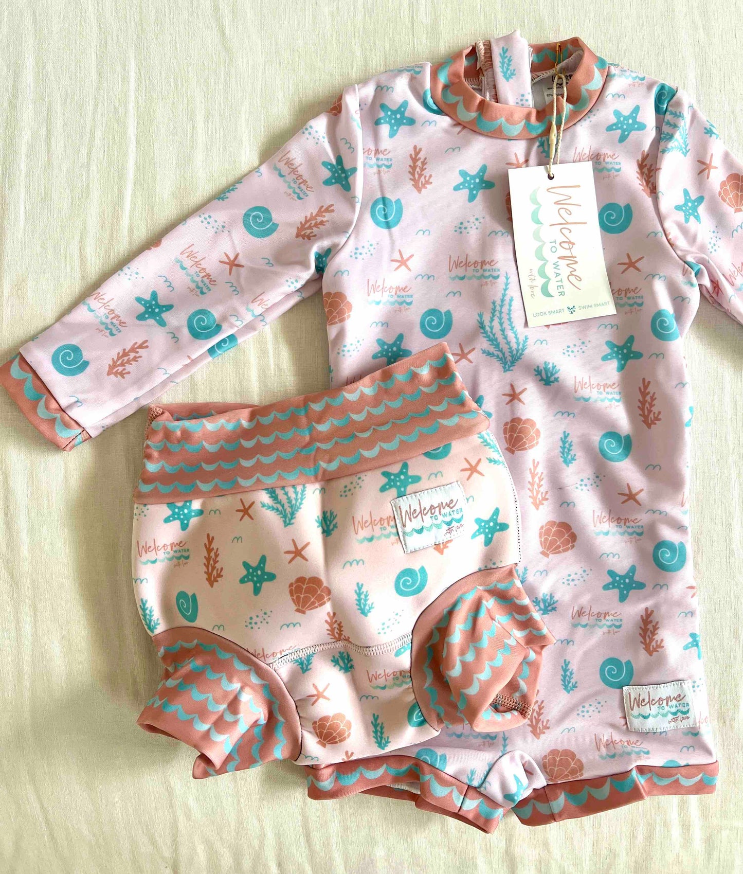 Summer Baby Swimwear Woven Gift Basket - Nappy/One piece Swim Suit