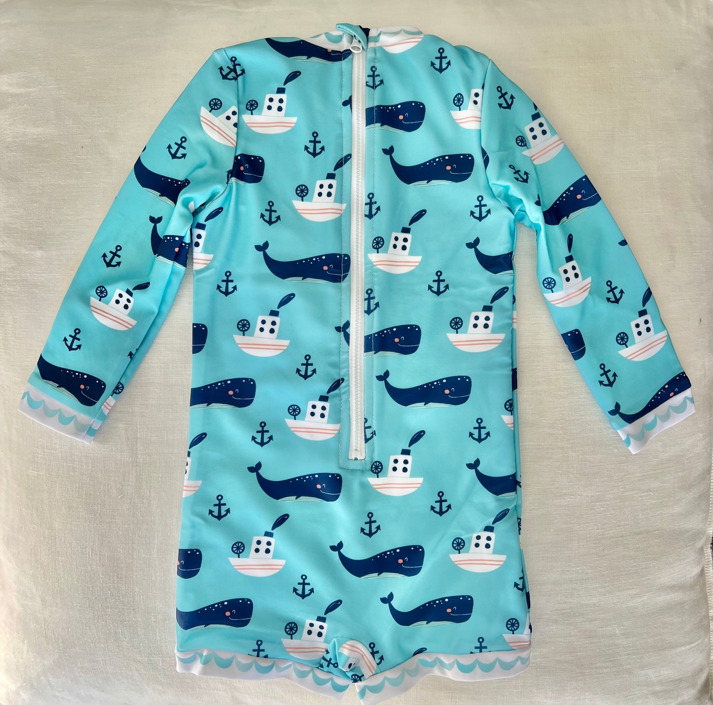 Long Sleeve One Piece Swimsuit - SPF50+ Sun Smart Long Sleeve Zip Back - Whale of a Time Print